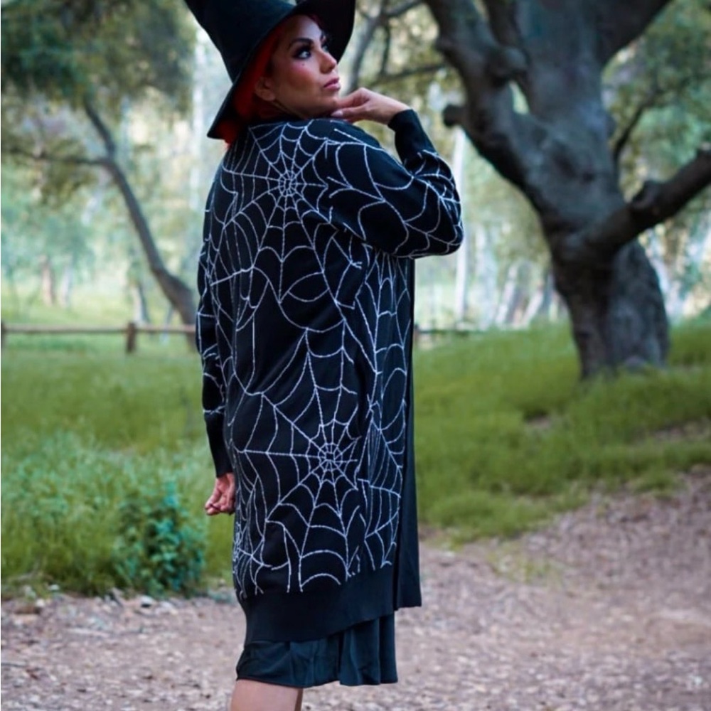 Chic Black Spider Web Cardigan
